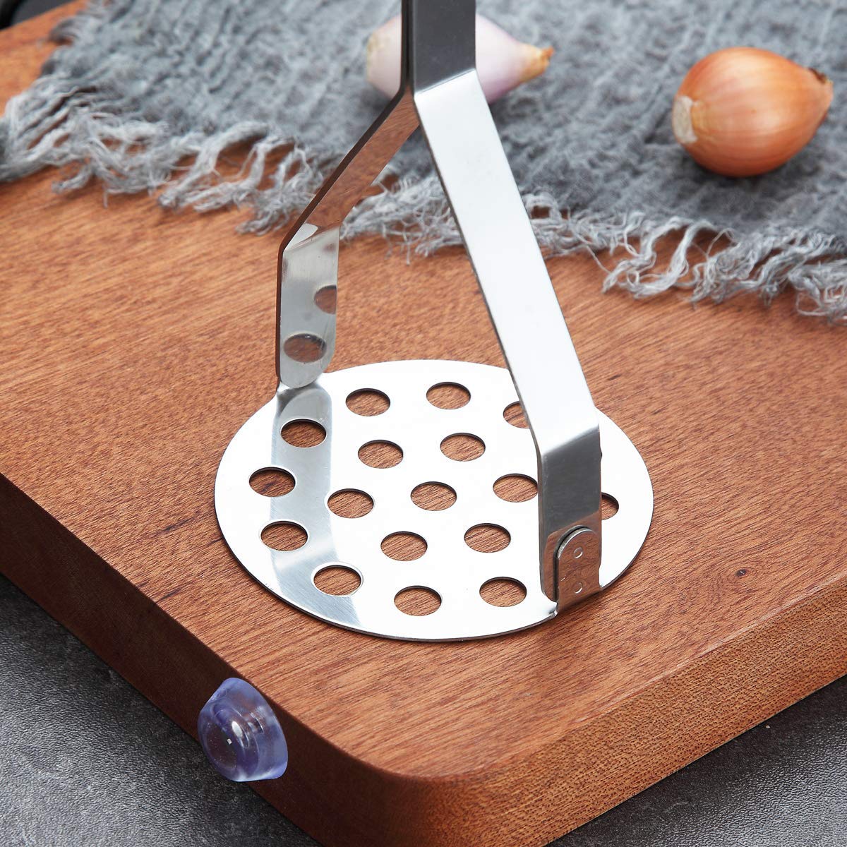 Berglander Stainless Steel Potato Masher, Heavy Duty Metal Potato Ricer, Food Masher Utensil Hand Masher, Vegetables Fruits Vers
